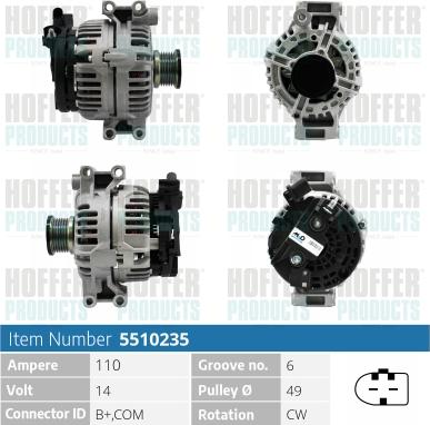 Hoffer H5510235 - Alternator autospares.lv