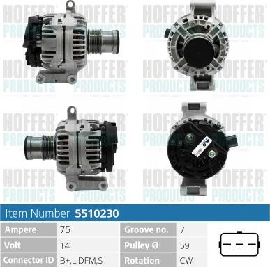 Hoffer H5510230 - Alternator autospares.lv