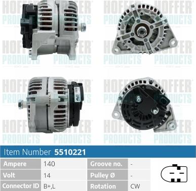 Hoffer H5510221 - Alternator autospares.lv