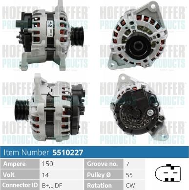 Hoffer H5510227 - Alternator autospares.lv