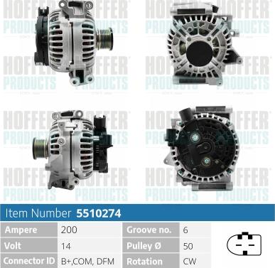 Hoffer H5510274 - Alternator autospares.lv