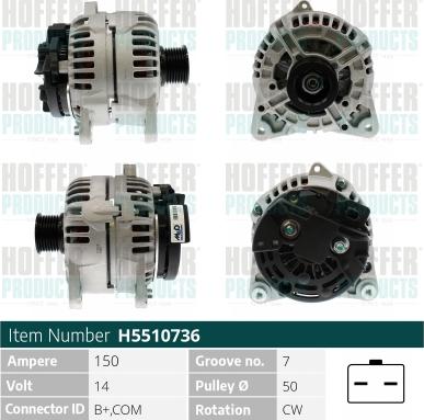 Hoffer H5510736 - Alternator autospares.lv