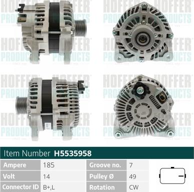 Hoffer H5535958 - Alternator autospares.lv