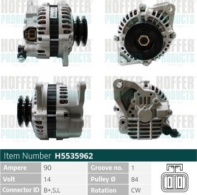 Hoffer H5535962 - Alternator autospares.lv