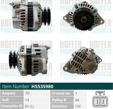 Hoffer H5535980 - Alternator autospares.lv