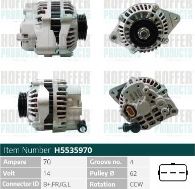 Hoffer H5535970 - Alternator autospares.lv