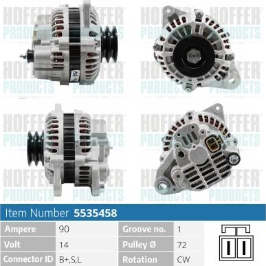 Hoffer H5535458 - Alternator autospares.lv