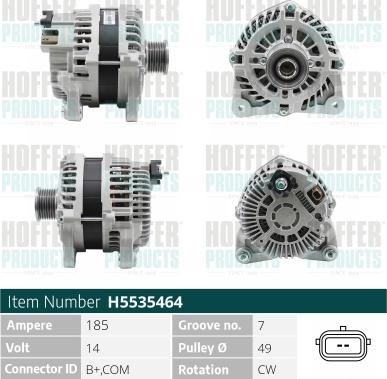 Hoffer H5535464 - Alternator autospares.lv