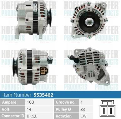 Hoffer H5535462 - Alternator autospares.lv