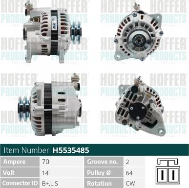 Hoffer H5535485 - Alternator autospares.lv