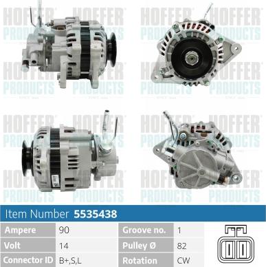 Hoffer H5535438 - Alternator autospares.lv