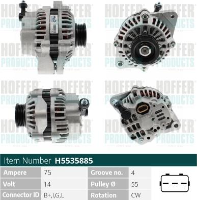 Hoffer H5535885 - Alternator autospares.lv