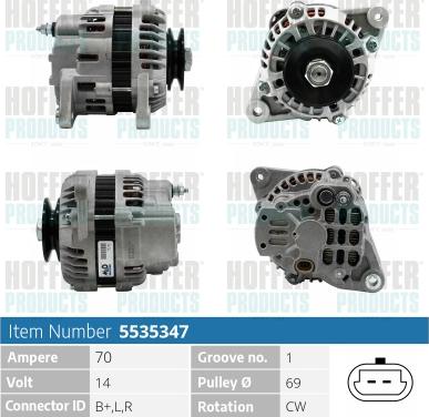 Hoffer H5535347 - Alternator autospares.lv