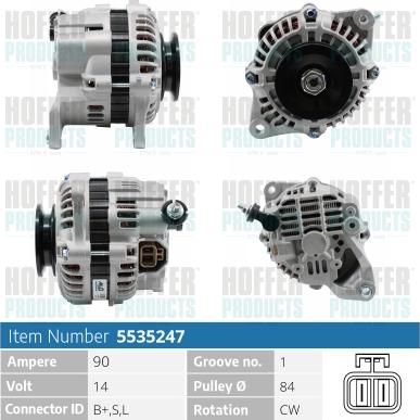 Hoffer H5535247 - Alternator autospares.lv