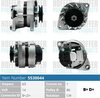 Hoffer H5530044 - Alternator autospares.lv