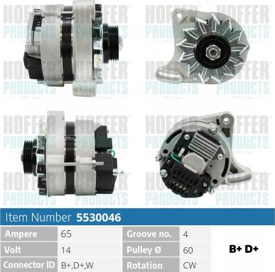 Hoffer H5530046 - Alternator autospares.lv