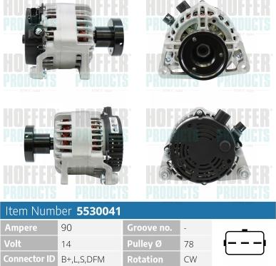 Hoffer H5530041 - Alternator autospares.lv