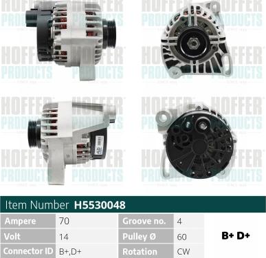 Hoffer H5530048 - Alternator autospares.lv