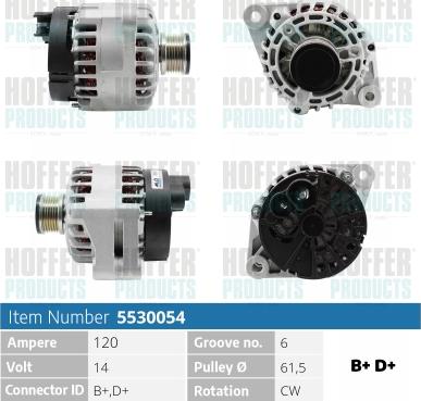 Hoffer H5530054 - Alternator autospares.lv