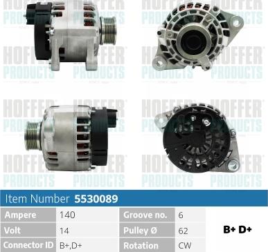 Hoffer H5530089 - Alternator autospares.lv