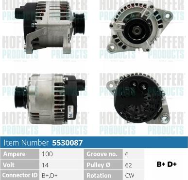 Hoffer H5530087 - Alternator autospares.lv