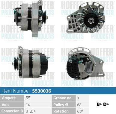 Hoffer H5530036 - Alternator autospares.lv