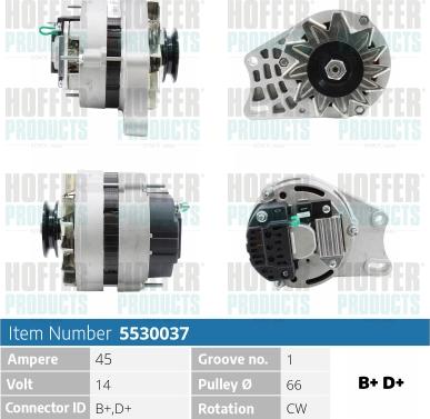 Hoffer H5530037 - Alternator autospares.lv