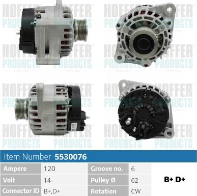 Hoffer H5530076 - Alternator autospares.lv