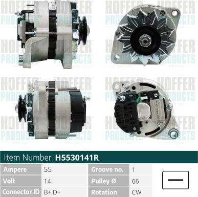 Hoffer H5530141R - Alternator autospares.lv