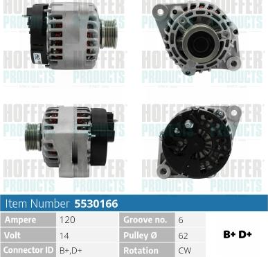 Hoffer H5530166 - Alternator autospares.lv