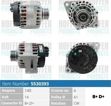 Hoffer H5530393 - Alternator autospares.lv