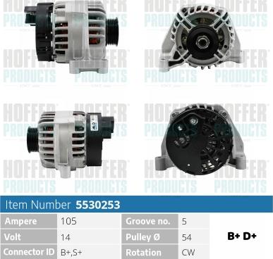 Hoffer H5530253 - Alternator autospares.lv