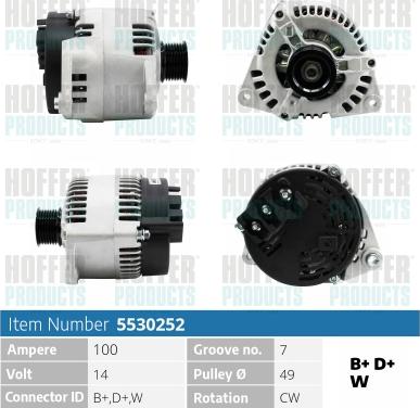 Hoffer H5530252 - Alternator autospares.lv