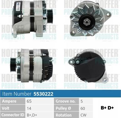 Hoffer H5530222 - Alternator autospares.lv