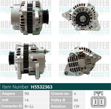 Hoffer H5532363 - Alternator autospares.lv