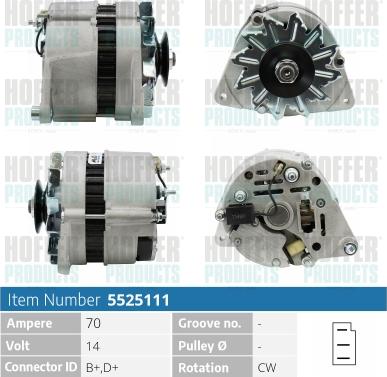 Hoffer H5525111 - Alternator autospares.lv