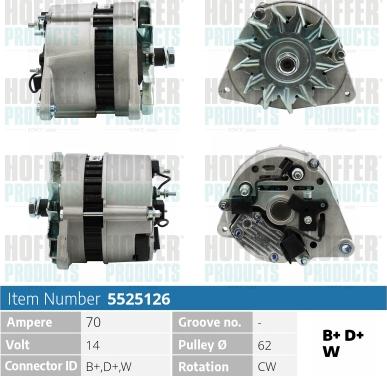 Hoffer H5525126 - Alternator autospares.lv