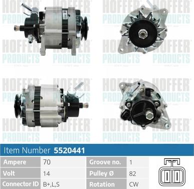 Hoffer H5520441 - Alternator autospares.lv