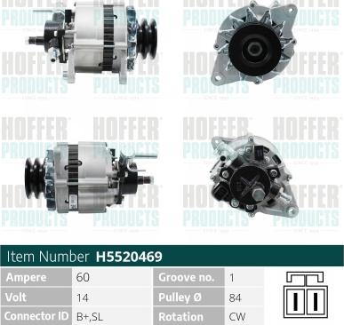 Hoffer H5520469 - Alternator autospares.lv