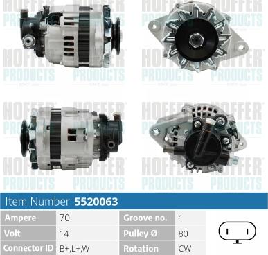 Hoffer H5520063 - Alternator autospares.lv