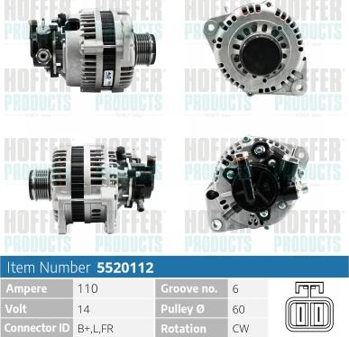 Hoffer H5520112 - Alternator autospares.lv