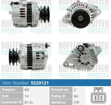 Hoffer H5520121 - Alternator autospares.lv