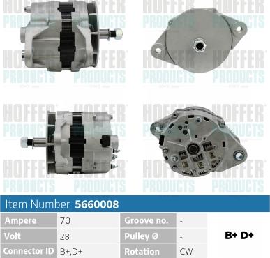 Hoffer H5660008 - Alternator autospares.lv