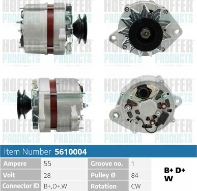 Hoffer H5610004 - Alternator autospares.lv