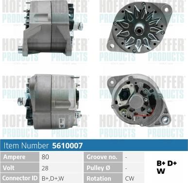 Hoffer H5610007 - Alternator autospares.lv