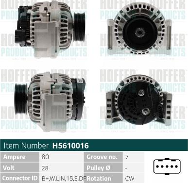 Hoffer H5610016 - Alternator autospares.lv