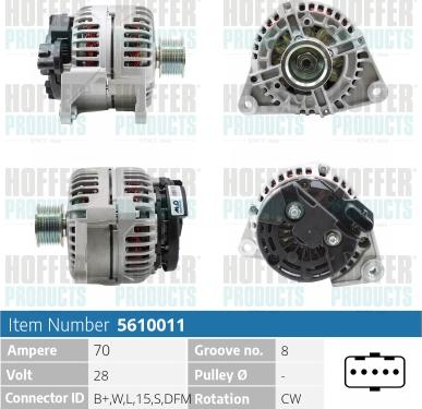 Hoffer H5610011 - Alternator autospares.lv