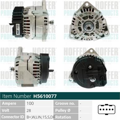 Hoffer H5610077 - Alternator autospares.lv