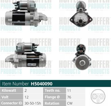 Hoffer H5040090 - Starter autospares.lv