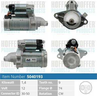 Hoffer H5040193 - Starter autospares.lv